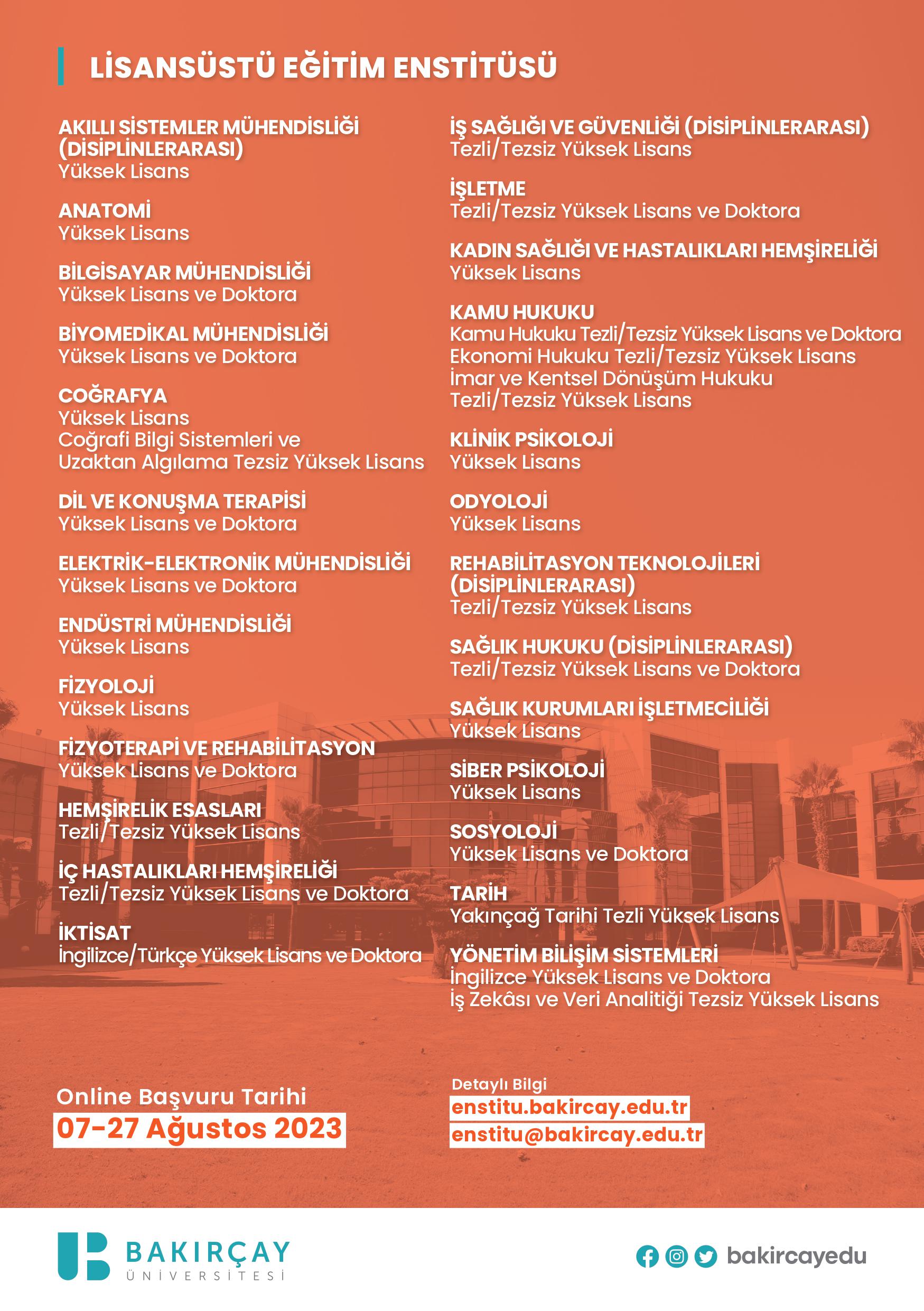 İzmir Yüksek Lisans ve Doktora Programları Duyuru Afişi