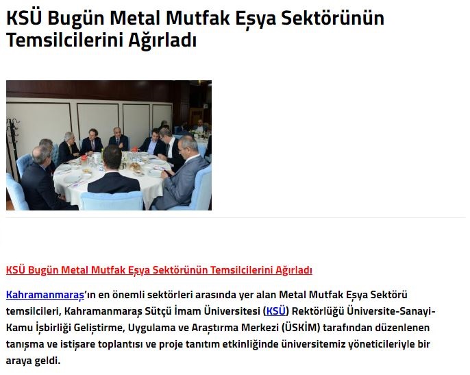 KSÜ Bugün Metal Mutfak Eşya Sektörünün Temsilcilerini Ağırladı